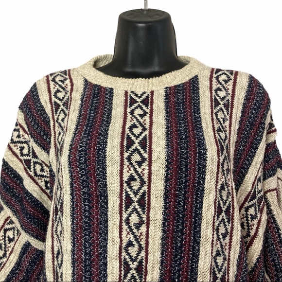 Vintage Saddlebred Geo Striped Cotton Knit Sweater - Picture 3 of 8